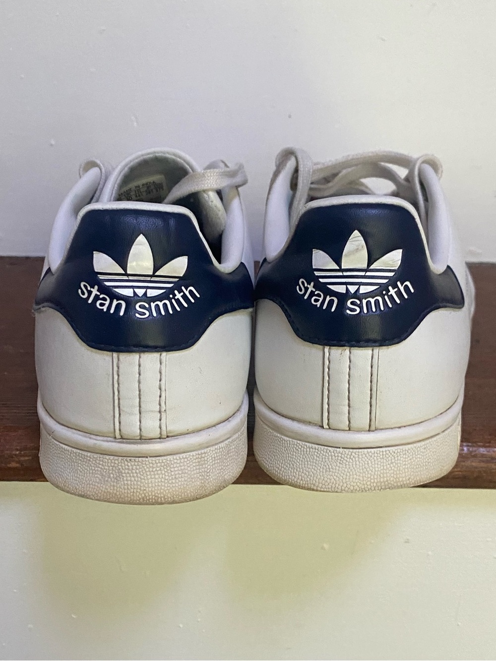Vintage Classic Stan Smith Adidas White & Blue Leather Sneakers, Size 10 1/2